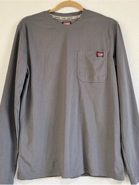 Wrangler Long Sleeve Pocket Tee in Gray Size Small